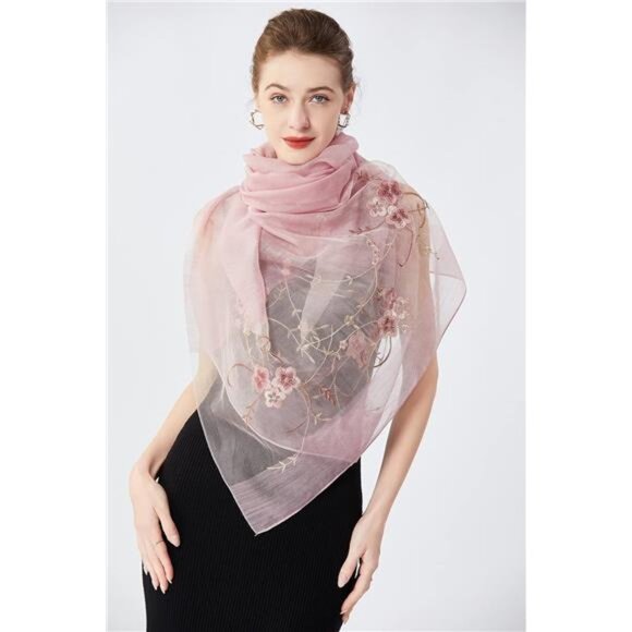 Women Silk & Wool Long and Large Scarf Shawl Wrap For Evening Dress - Picture 5 of 7